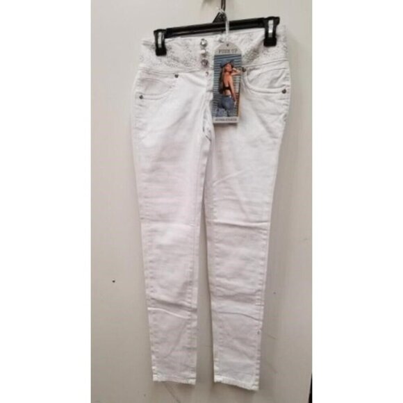 Queen Jeans Premium White Denim Push Up Style fllattering slimming tapered ankle - Picture 1 of 4